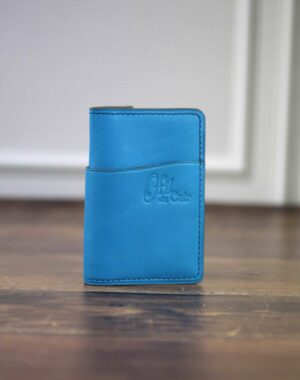 Porte cartes pour homme en cuir lisse bleu