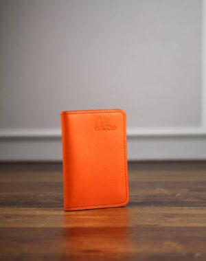 Porte cartes pour femme en cuir orange