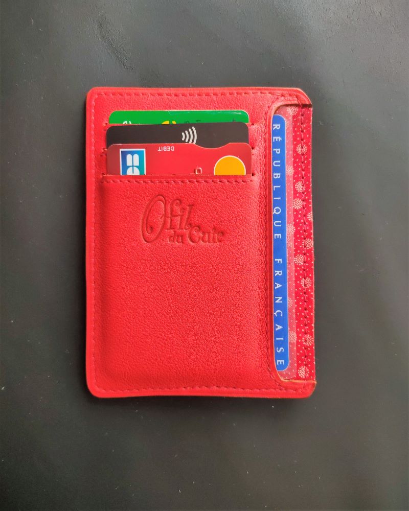 Porte Carte pour Homme ou Femme en Cuir rouge 8 Cartes- cuir
