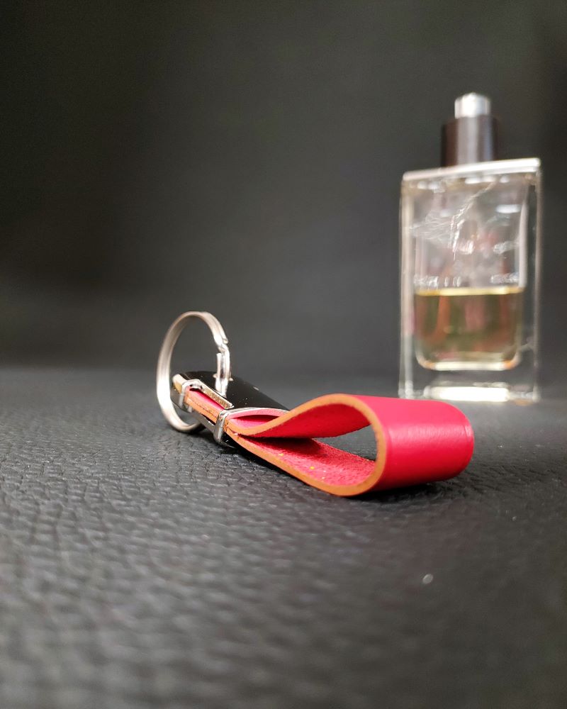 Porte-clés cuir rouge bordeaux - Fabriqué en France - Maroquinerie du  Cotentin